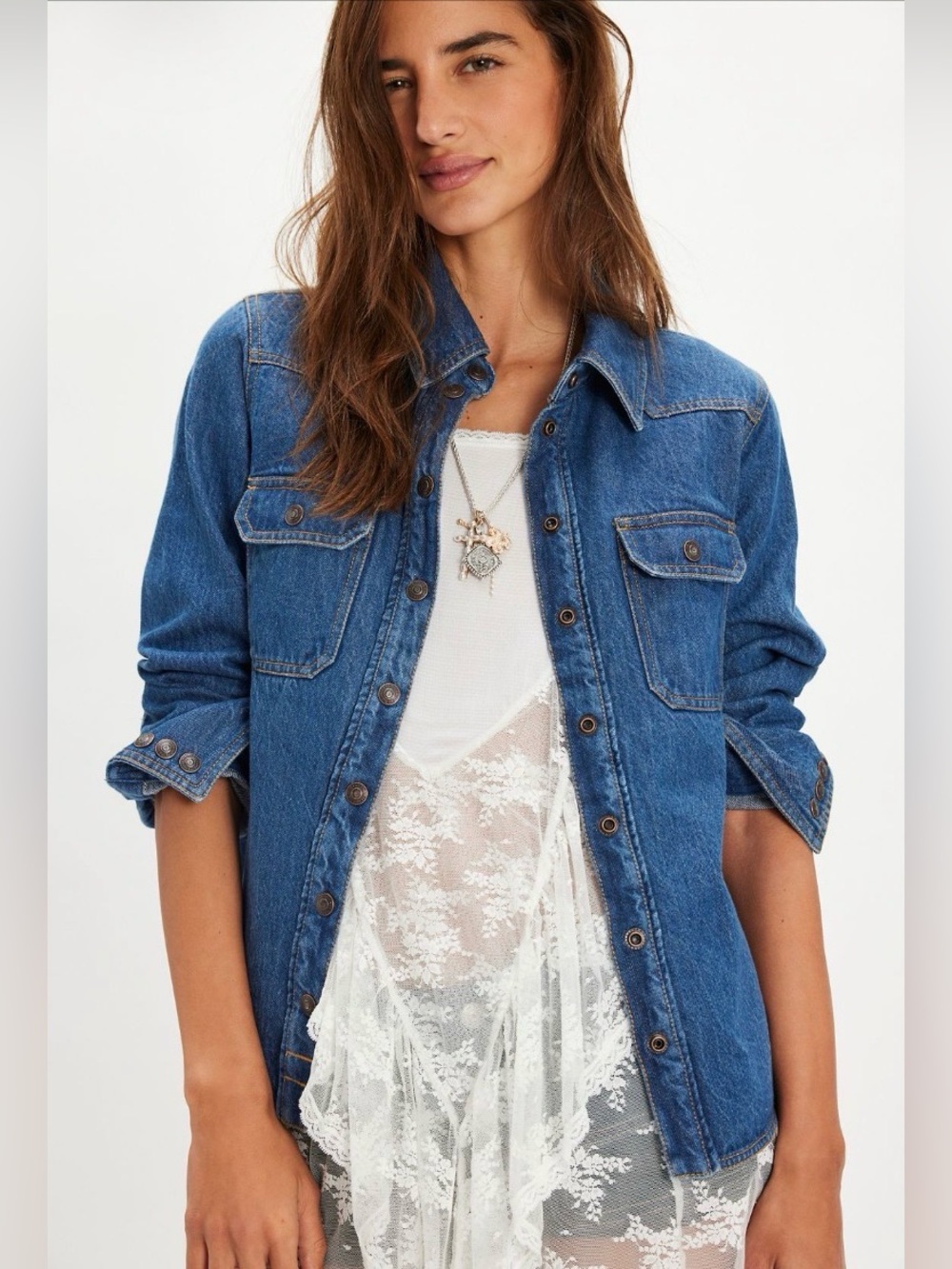 FREE PEOPLE We The Free Blakely Denim Shirt/SHACKET